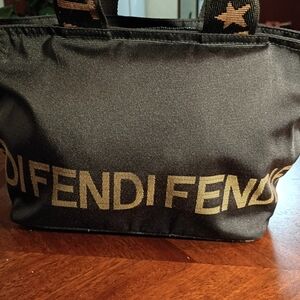 Fendi Men's Black Duffel Bag with Gold Logo
